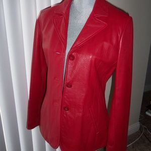 Wilsons Leather-Sm Red 100% Genuine Leather Jacket